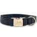 Personalisiertes Hundehalsband - Individueller Name, Metall-Hardwares, handgemacht, Halsband für kleine bis große Hunde, Geschenk für Hunde - Schwarz