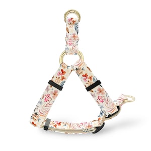 Gentle Flower Custom Dog Harness, Adjustable Neck Harness for Small, Medium, Large Dogs, Metal Buckle, Personalized Engraved Dog Harness