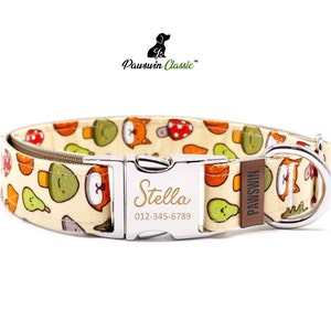 Personalized Animal Forest Dog Collar: Custom Engraved Name, Handmade