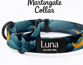 Personalized Martingale Dog Collar: No-Slip Training Collar with Custom Name Patch