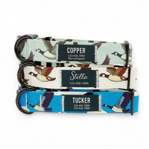 Personalized Nylon Dog Collar - Custom Fabric Patch, Name Patch, Handmade, Collar for Small to Large Dogs, Gift for Dogs - Canada Goose