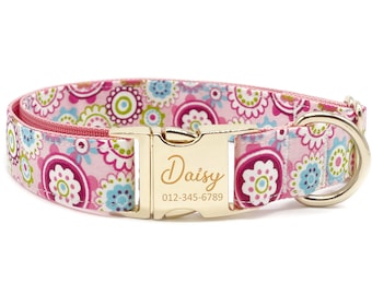Collar de perro personalizado: nombre grabado personalizado, hebilla de metal