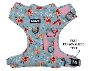 Personalisierte Blumen Hundegeschirr: Handgemachte, verstellbare, sichere, individuell gravierte Metallschnalle