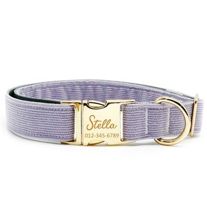 Personalized Purple Plum Dog Collar: Custom Engraved Name, Handmade