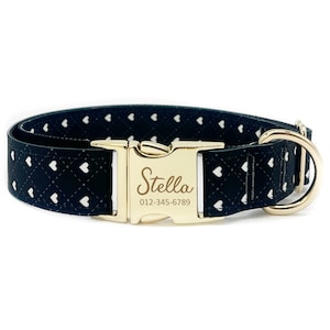 Personalized Dog Collar: Custom Engraved Name, Metal Hardware, Handmade