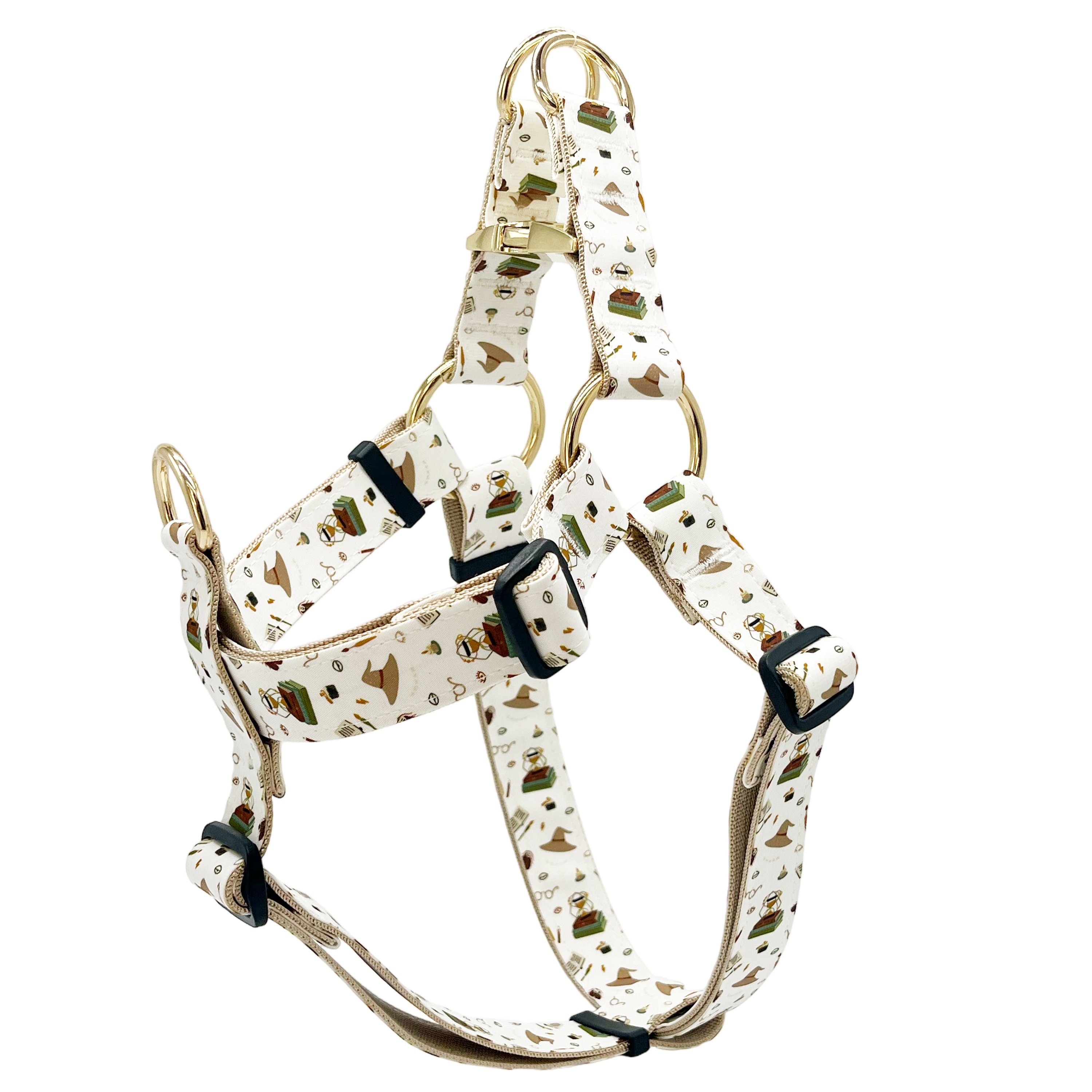 Personalized Dog Harness: Handmade Step-in, Magic Academy Print