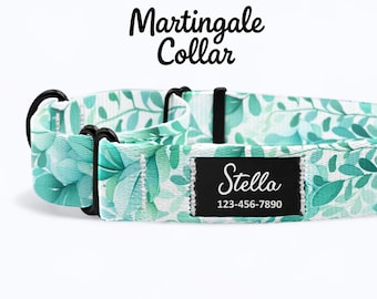 Leaves Martingale Dog Collar: Personalized No-Slip Training Collar with Custom Name Patch