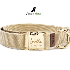 Personalized Dog Collar: Custom Engraved Name, Metal Buckle, Handmade
