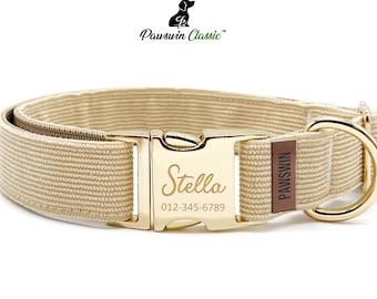 Collar de perro personalizado: nombre grabado personalizado, hebilla de metal, hecho a mano