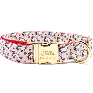 Personalized Unicorn Dog Collar: Custom Engraved Name, Handmade