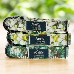 Personalized Nylon Dog Collar - Custom Fabric Patch, Name Patch, Handmade, Collar for Small to Large Dogs, Gift for Dogs -  Lily Dog Collar