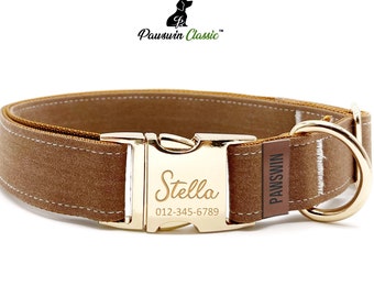 Collar de perro personalizado: nombre grabado personalizado, hebilla de metal