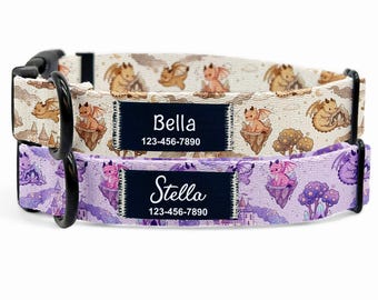Personalized Dream Dragon Nylon Dog Collar: Custom Printed Name Patch, Dragon Print