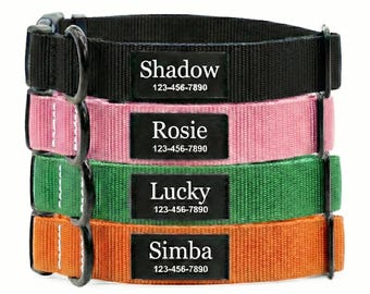 Personalized Nylon Dog Collar, 20 Colors, Silent Sewn Name Patch, Custom ID Gift
