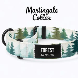 Forest Martingale Custom Dog Collar – Personalized No-Slip Nylon Collar with Name Patch – Adjustable Training Collar for Dogs-Outdoor Collar