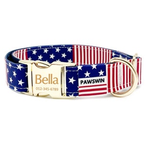 Personalized Dog Collar: Handmade Star and Stripes Pet Collar