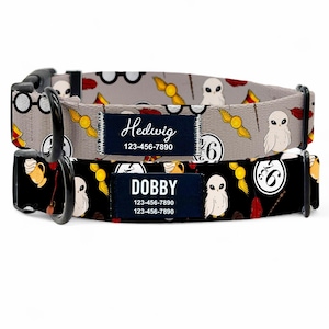 Wizard Academy Nylon Dog Collar: Personalized Fabric Name Patch