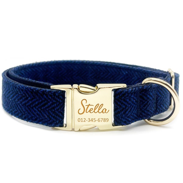 Navy Blue Dog Collar Etsy