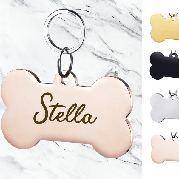 Pet ID Tag - Double Sided Pet Tag - Personalized Dog Tag & Cat Tag - Name Tag for Collar - Customized Engraved Pet ID Tag