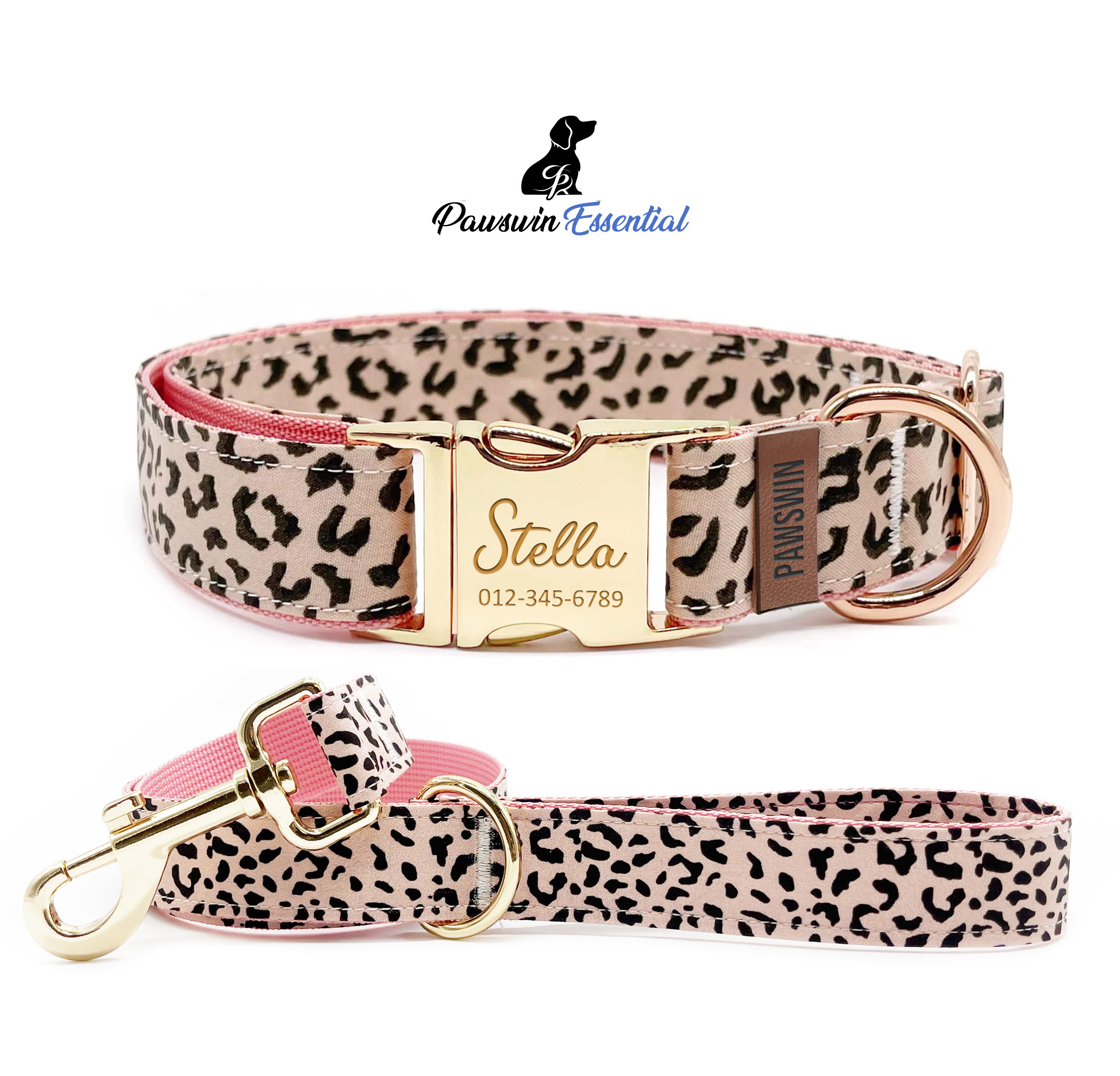 Leopard print dog collar and leash online