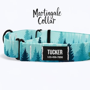 Forest Martingale Custom Dog Collar – Personalized No-Slip Nylon Collar with Name Patch – Adjustable Training Collar for Dogs-Outdoor Collar