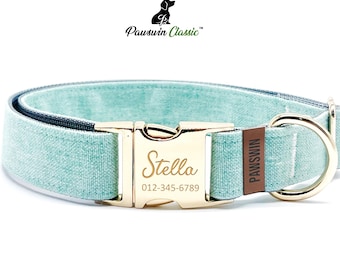 Collare personalizzato per cani: Serene Cyan, nome inciso personalizzato