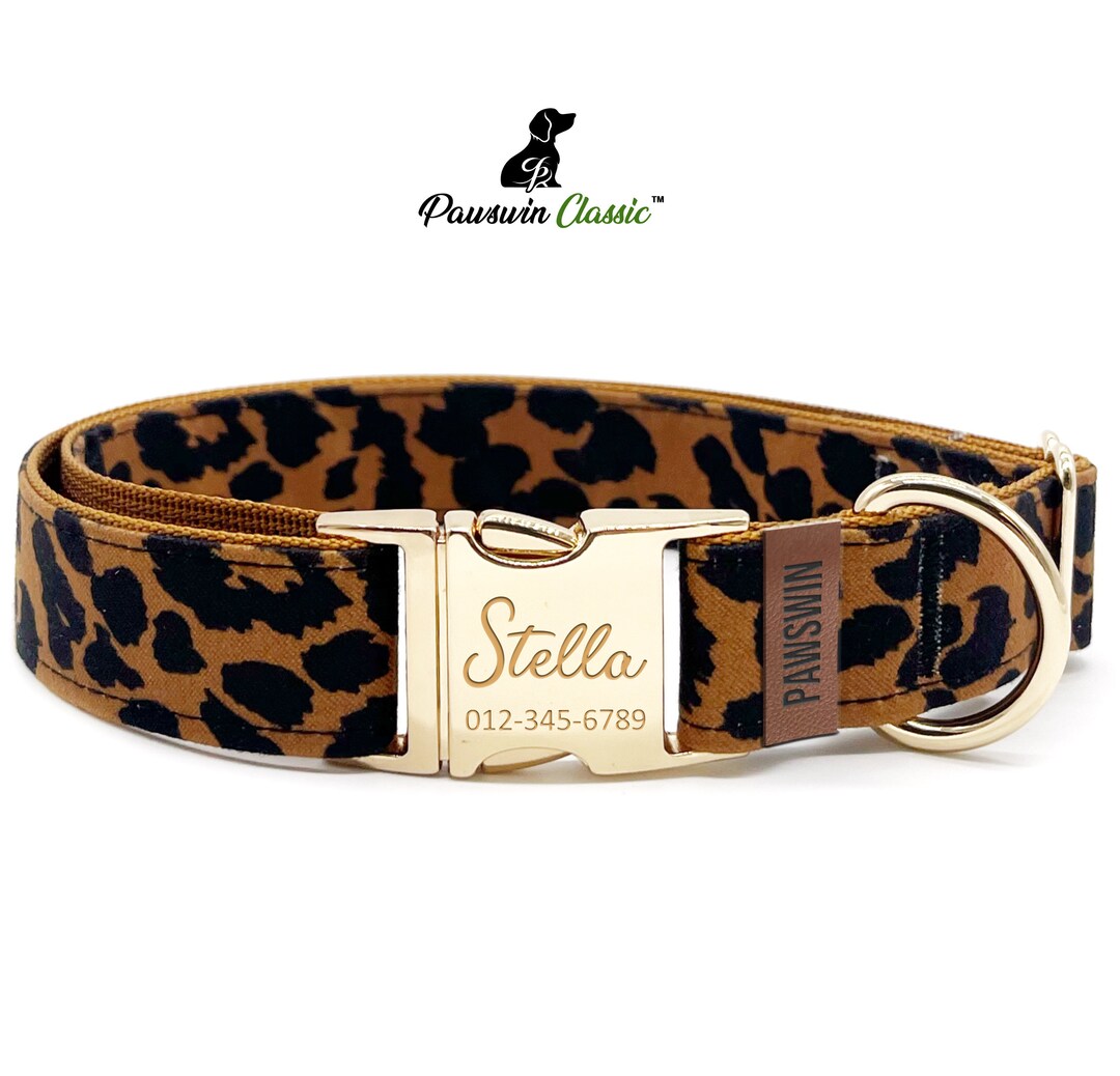 Leopard Custom Dog Collar Adjustable Neck Collar for Small Etsy