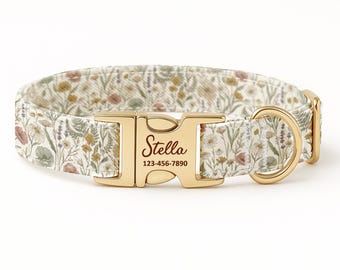 Spersonalizowany grawerowany naszyjnik z klamrą, nadruk botaniczny z motywem dzikich kwiatów