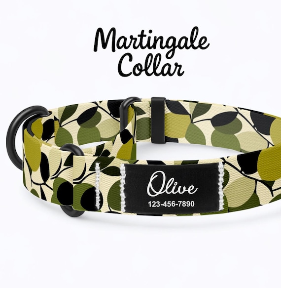Olivgrnes Martingale Halsband | Personalisierter Namensaufnher | Modernes  abstraktes Hundehalsband - Etsy.de