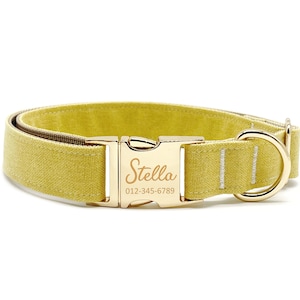 Personalized Dog Collar: Custom Engraved Name, Metal Buckle, Handmade