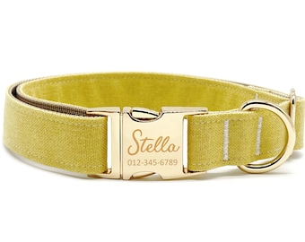 Personalized Dog Collar: Custom Engraved Name, Metal Buckle, Handmade