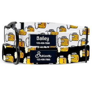 Beer Lover Hundehalsband: Personalisierter Name Patch, Nylon, Handgemacht