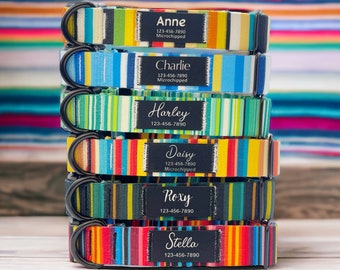 Personalized Serape Dog Collar with Custom Name Patch