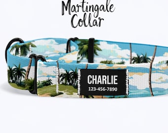 Personalized Martingale Dog Collar: No-Slip Nylon Training Collar with Custom Name Patch