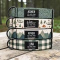 Personalized Mountain Dog Collar, Custom Forest Camping Design, Black Label Name ID Tag product logo