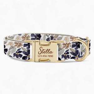 Personalized Dog Collar - Custom Name, Metal Hardware, Handmade, Collar for Small to Large Dogs, Gift for Dogs - Flower