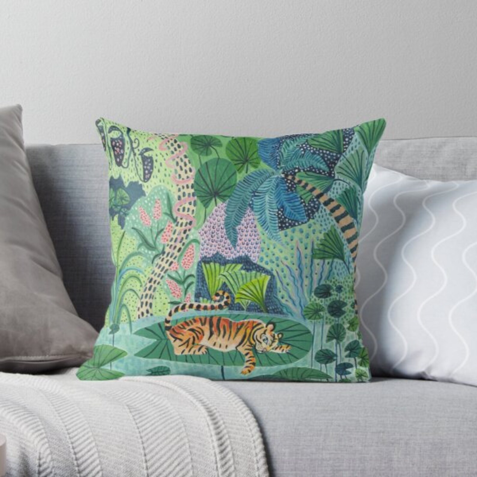 CASE ONLY jungle tiger throw pillow Etsy