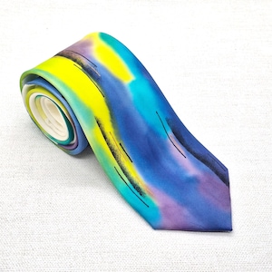 Patterned Necktie, Mens Silk Ties, Hand Painted Silk Tie, Gifts for Him