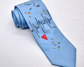 Medical Doctor Hand Painted Silk Tie, Silk Necktie