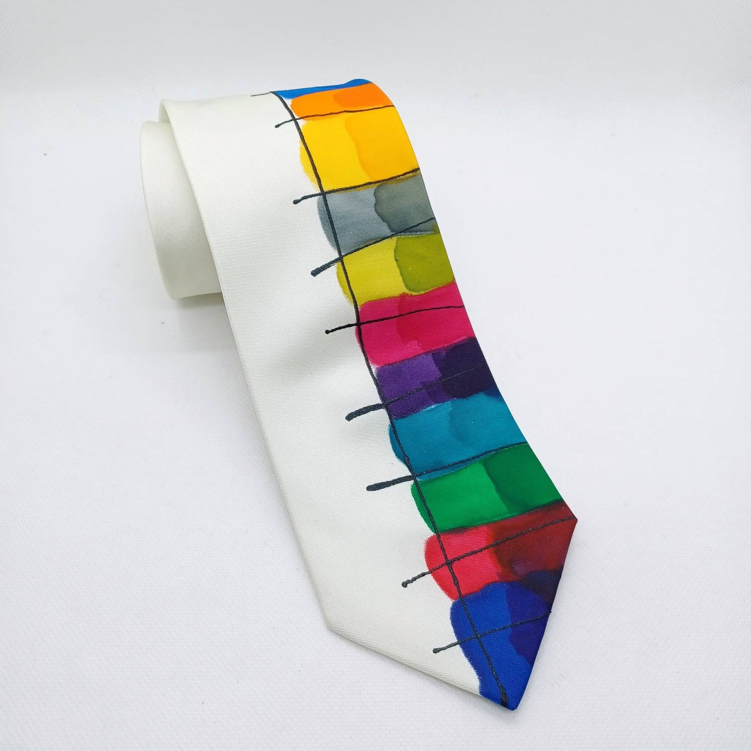 LUOEM Cravate Rayée Arc-En-Ciel pour Hommes Drapeau de La Fierté Gay Cravate pour Lgbt Cosplay Thème Fête 5 Cm 