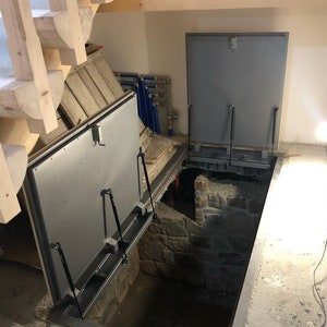 Double hatch door for floor and attic Basement and cellar trapdoor Insulated utility access panel Sewer hatchway cover Hidden vault access