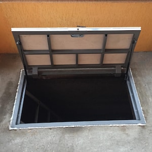 Concrete floor hatch door for indoor cellar basement cover Custom metal trapdoor Concealed utility hatchway Plumbing and sewer access panel