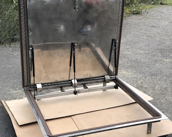 Stainless insulated trapdoor for cellar basement cover Custom waterproof hatch door Outdoor utility access panel Diamond checker tread plate