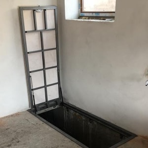 Custom cellar access door Invisible hatch door for attic and roof Hidden floor trapdoor Bunker and vault access panel Sewer hatchway cover