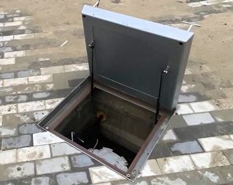 Invisible access hatch decorated as pavers Custom hatch door for cellar and basement Sidewalk hatchway cover Hidden pavement sewer trapdoor
