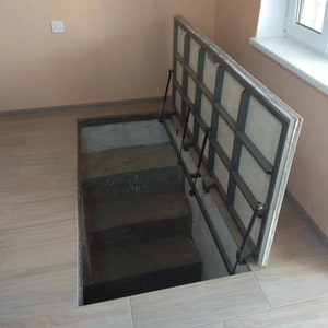 Floor utility hatch for cellar and basement Roof and attic access panel Custom sewer hatchway Hidden metal trap door Underground vault cover