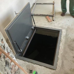 Floor hatch system for basements and cellars Custom hatchway cover Invisible vault trap door Metal utility hatch Hidden sewer or roof access