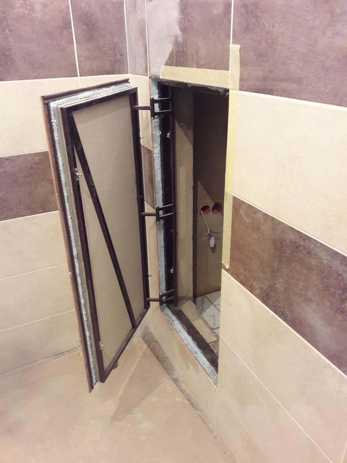 Bathroom Hatch Door for Sewer and Plumbing Inspection Wall Utility Access Panel Ceramic Tiles and Drywall Hole Cover Custom Metal Trapdoor