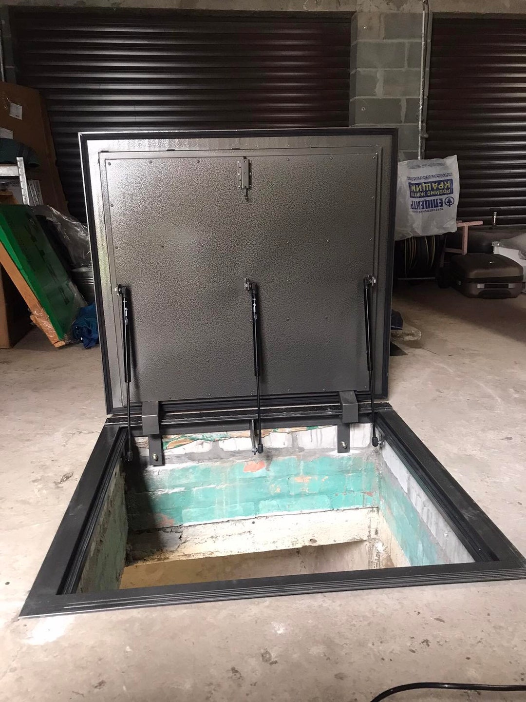 Cellar Access Door Made of Checkered Steel Insulated Sewer Hatch