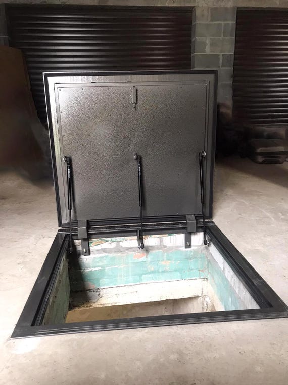 Cellar Access Door Made of Checkered Steel Insulated Sewer Hatch